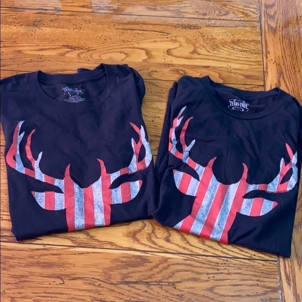 Texas-true Threads Black Shirts With Antlers Sm/M